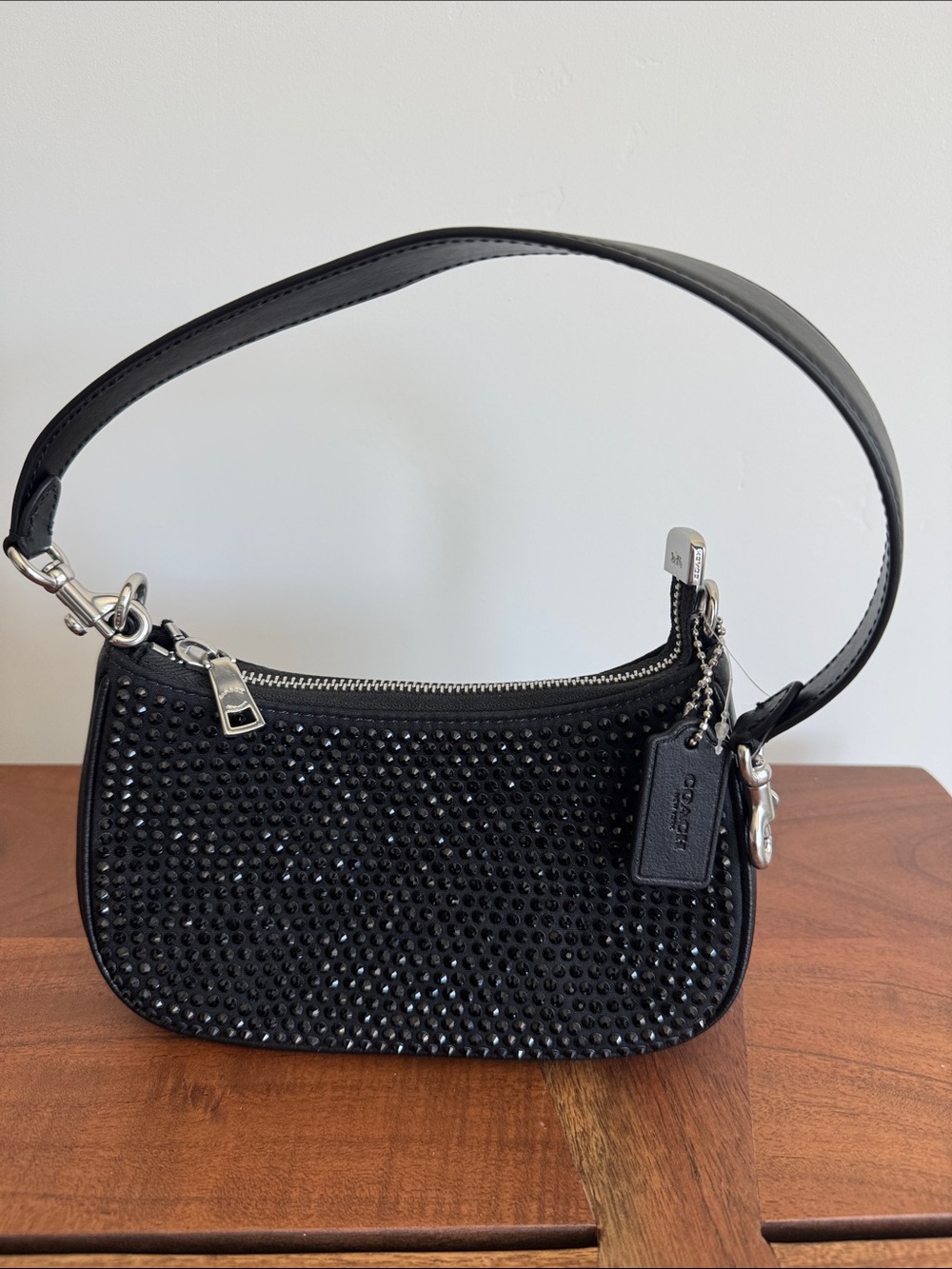 Coach Black Crystal-Studded Mini Shoulder Bag